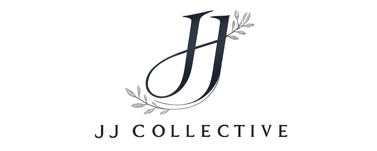 JJ Collective logo with a stylized 'J' and decorative elements on a white background